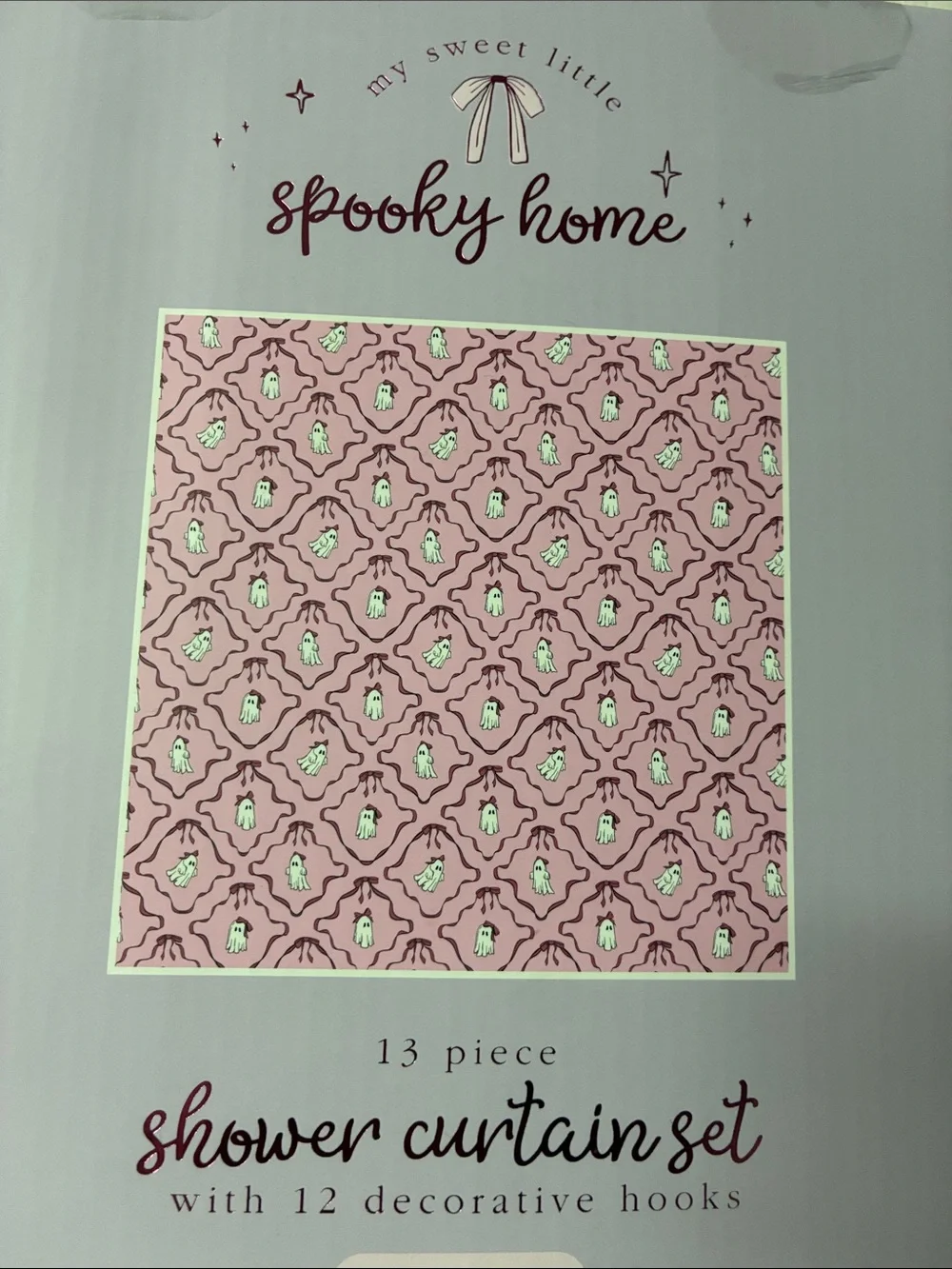 13PC Ghost & bows shower curtain set